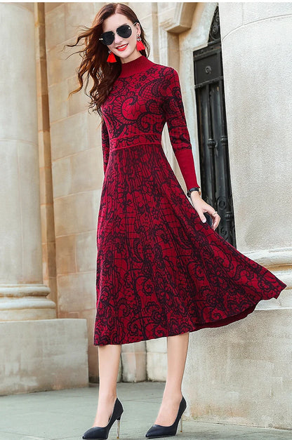 Vintage Knit Dress for Winter Elegance