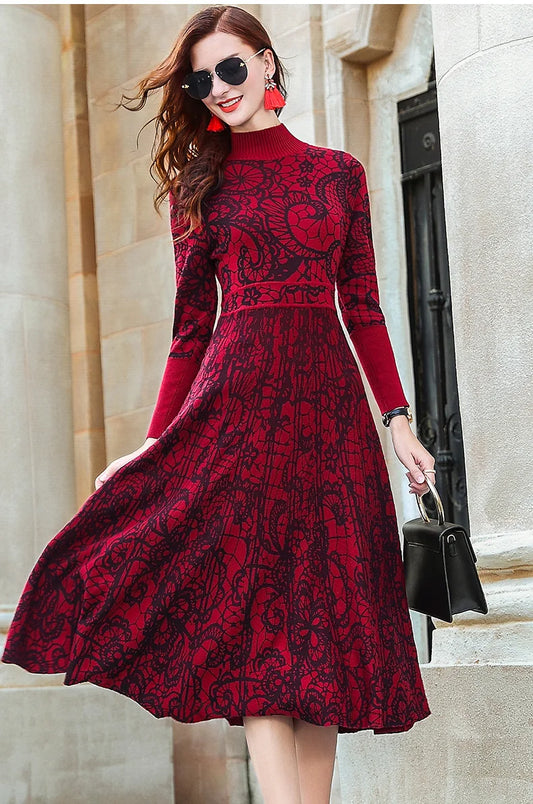 Vintage Knit Dress for Winter Elegance