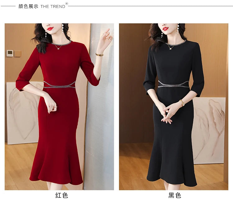 Women Red Silk Satin Luxury Prom Dress Summer Short Sleeve Chic Diamond Dress 2023 Long Evening Party Dress Elegant Wedding Robe